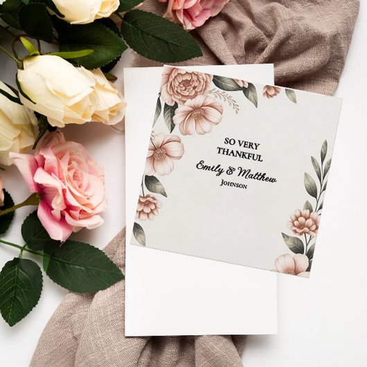 Eleganter rosa Blume Designer Danke Karte