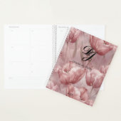 Eleganter rosa Blume Monogramm Personalisierter Na Planer (Anzeige)