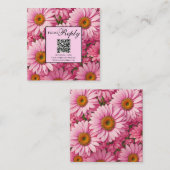 Eleganter Rosa Blumenblütenblume QR-Code Begleitkarte (Vorne/Hinten)
