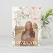 Eleganter rosa Blumenbogen-Foto-Abschluss  Ankündigung (Stehend Vorderseite)