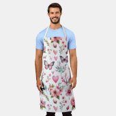 Eleganter rosa Blumendruck Schürze (Getragen)