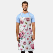 Eleganter rosa Blumendruck Schürze (Getragen)