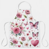 Eleganter rosa Blumendruck Schürze (Vorderseite)