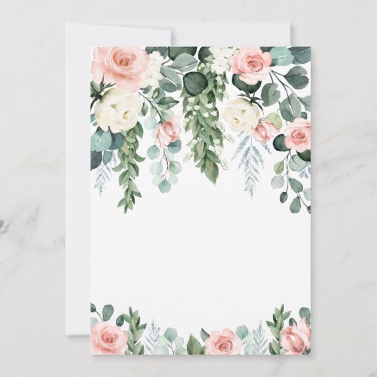 Eleganter Rosa Blumengarten Einzigartige Taufe Einladung (Rückseite)