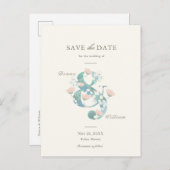 Eleganter Rosa Blumengarten Save the Date Ankündigungspostkarte (Vorne/Hinten)