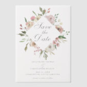 Eleganter Rosa Blumengarten Save the Date Pergament Einladungen (Vorderseite)