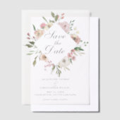 Eleganter Rosa Blumengarten Save the Date Pergament Einladungen (Versetzt)