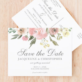 Eleganter Rosa Blumengarten Save the Date Postkarte