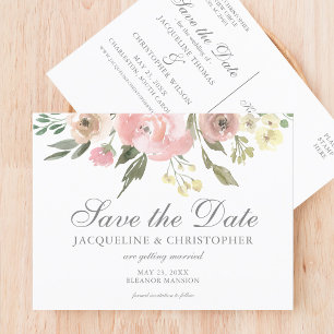 Eleganter Rosa Blumengarten Save the Date Postkarte