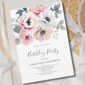 Eleganter rosa Blumengeburt Einladung