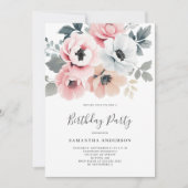 Eleganter rosa Blumengeburt Einladung (Vorderseite)