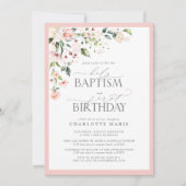 Eleganter rosa Blumengymnastik & 1. Geburtstag Einladung (Vorderseite)