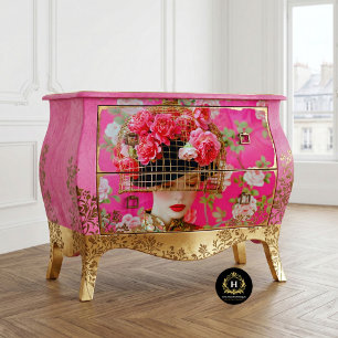 Eleganter rosa Blumenhut Dekoupage Seidenpapier