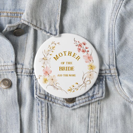 Eleganter rosa Blumenkranz Mutter der Braut Button (Beispiel)