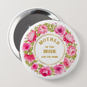 Eleganter rosa Blumenkranz Mutter der Braut Button