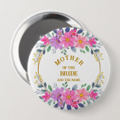 Eleganter rosa Blumenkranz Mutter der Braut Button (Vorne & Hinten)