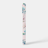 Eleganter rosa Blumenmuster - Beispiel für das Tel iPhone 15 Hülle (Linke Seite)