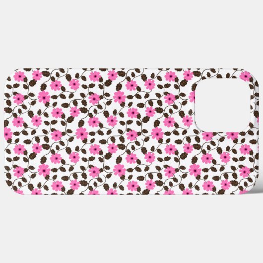 Eleganter rosa Blumenmuster iPhone Case (Rückseite (Horizontal))