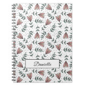 Eleganter rosa Blumenmuster Name Notizblock (Vorderseite)