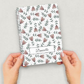 Eleganter rosa Blumenmuster Name Notizblock