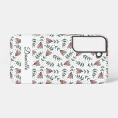 Eleganter rosa Blumenmuster Name Samsung Galaxy Hülle (Rückseite (Horizontal))