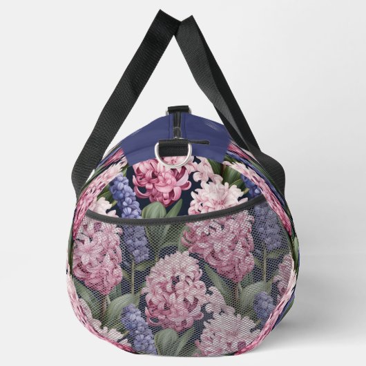 Eleganter rosa Blumenmuster Personalisierter Name Duffle Bag (Rechts)