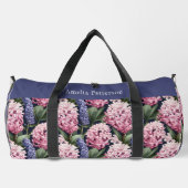 Eleganter rosa Blumenmuster Personalisierter Name Duffle Bag (Rückseite)
