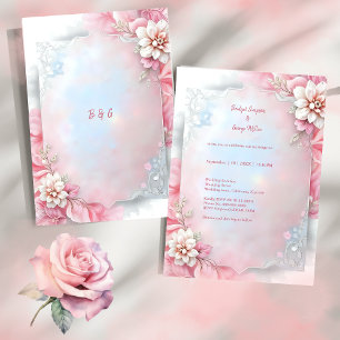 Eleganter rosa Blumenrahmen Weich Pastellfarben Ho Einladung