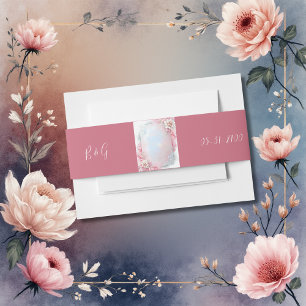 Eleganter rosa Blumenrahmen Weich Pastellfarben Ho Einladungsbanderole