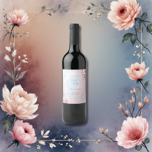 Eleganter rosa Blumenrahmen Weich Pastellfarben Ho Weinetikett