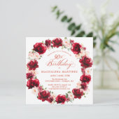 Eleganter Rosa Blumenreath 50. Geburtstag Einladung (Stehend Vorderseite)