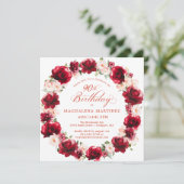 Eleganter Rosa Blumenreath 90. Geburtstag Einladung (Stehend Vorderseite)