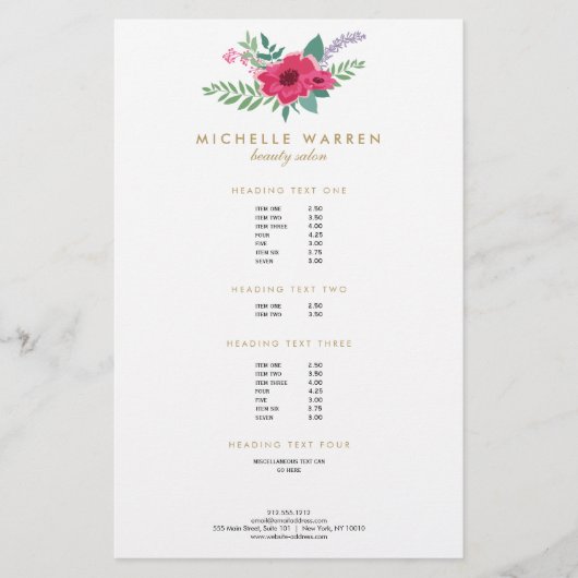 Eleganter Rosa Blumensalon Flyer (Vorne)