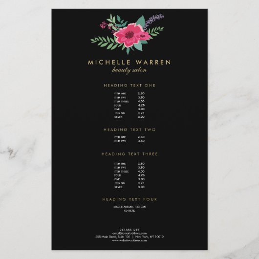 Eleganter Rosa Blumensalon II Flyer (Vorne)