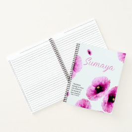 Eleganter rosa Blumenspirale individuell anpassbar Notizblock