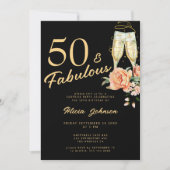 Eleganter rosa Blumenstrauß 50 sagenhafte 50. Gebu Einladung (Vorderseite)