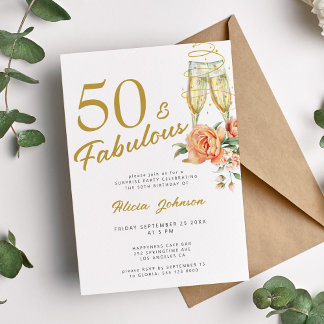 Eleganter rosa Blumenstrauß 50 sagenhafte 50. Gebu Einladung