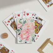 Eleganter rosa Blumenstrauß mit individuellem Name Spielkarten