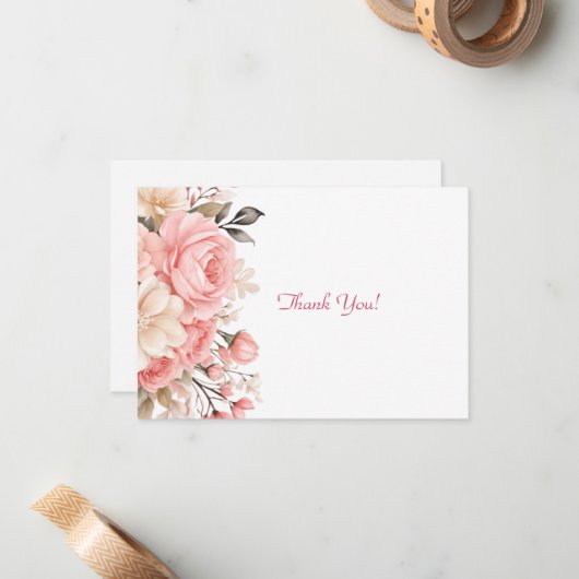 Eleganter rosa Blumenstrauß Mitteilungskarte (Vorderseite/Rückseite Beispiel)