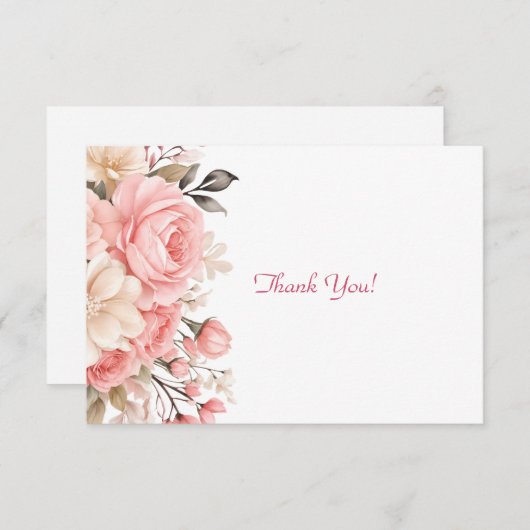 Eleganter rosa Blumenstrauß Mitteilungskarte (Vorne/Hinten)