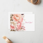 Eleganter rosa Blumenstrauß Mitteilungskarte (Vorderseite/Rückseite Beispiel)