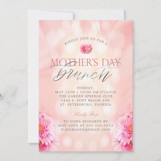 Eleganter rosa Blumenstrauß-Muttertag Einladung (Vorderseite)