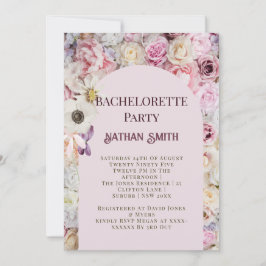 Eleganter Rosa Blumenstrauß Sommer-Junggeselinnen- Einladung