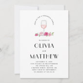 Eleganter Rosa Blumenwein Hochzeitsdinner Probe Einladung (Vorderseite)
