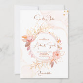 Eleganter rosa Blumenzitat mit QR-Code Einladung (Vorderseite)