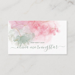 Eleganter Rosa Blush Dusty Sage Alkohol-Tinte Gesc Visitenkarte