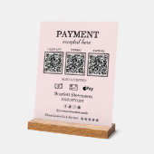 Eleganter Rosa Blush QR Code Zahlung Acrylschild (Winkel)
