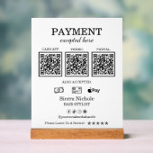 Eleganter Rosa Blush QR Code Zahlung Acrylschild (Neutral)