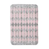 Eleganter Rosa Blush Silver Harlequin Glitzer Badematte (Vorderseite Vertikal)
