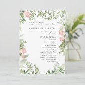 Eleganter Rosa/Blütenblüte Eukalyptus 2 Ort Einladung (Stehend Vorderseite)